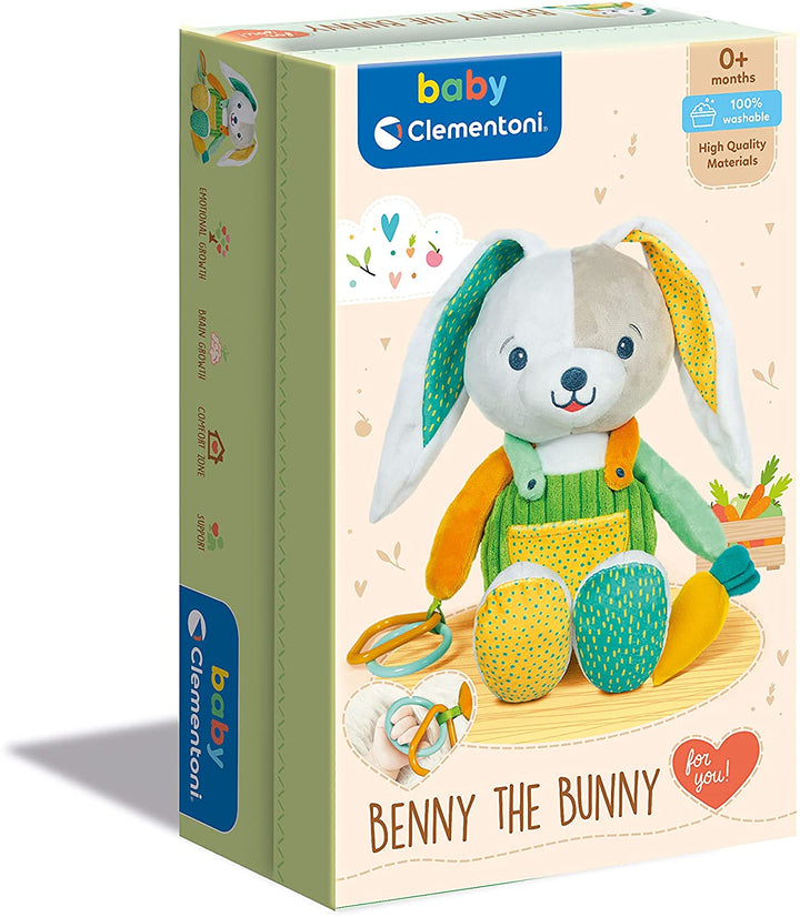 Clementoni 17419 Conejo Benny The Bunny Plush Toy for Babies, Ages 0 Months Plus