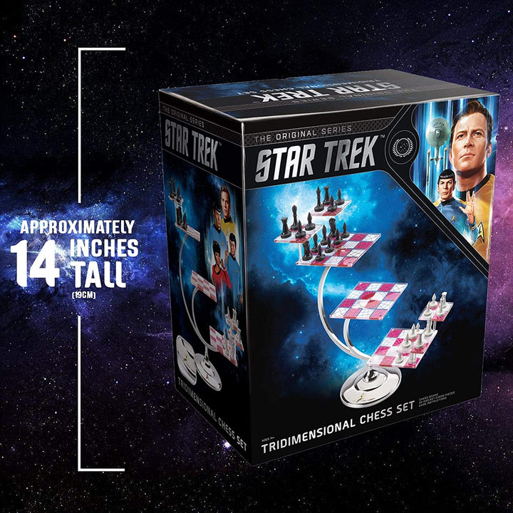 The Noble Collection Star Trek Tri-Dimensional Chess Set - 32 Highly Detailed Plastic Chess Pieces - Officially Licensed Star Trek TV Show Game Gifts