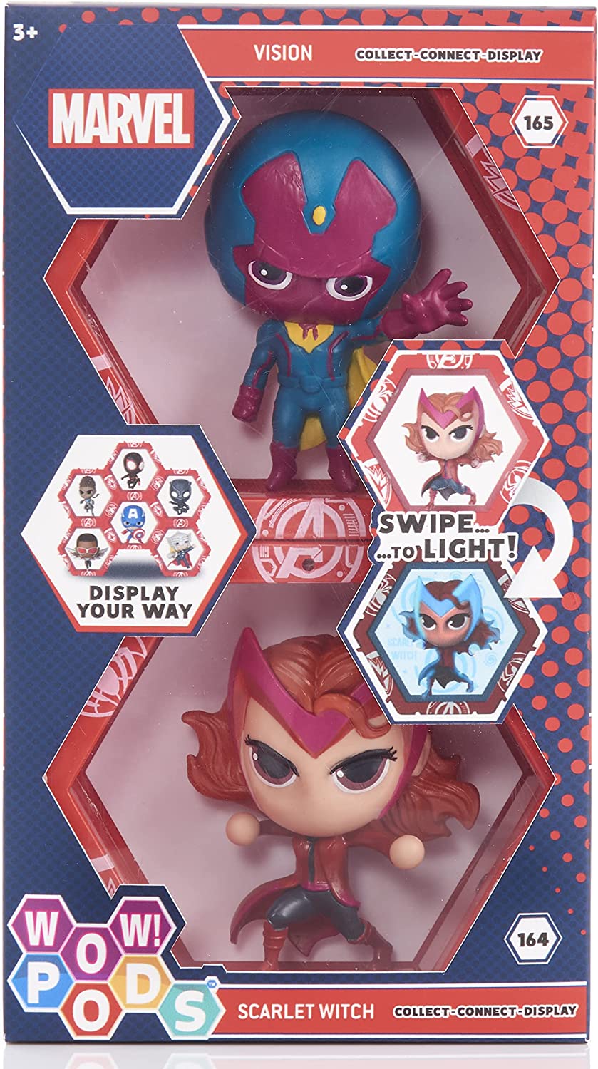 WOW! PODS Avengers Collection - Vision and Scarlet Witch | Superhero Light-Up Bobble-Head Figures |