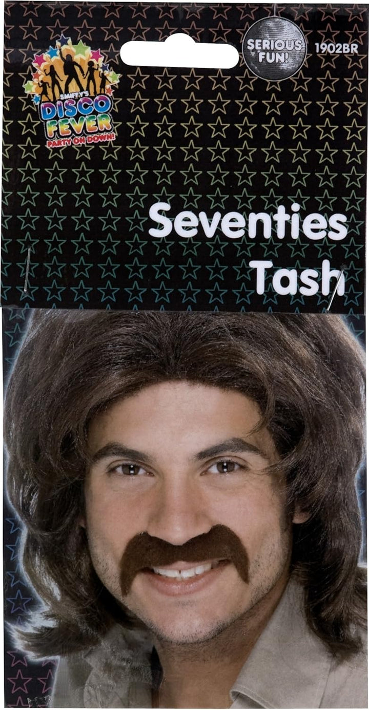 Smiffy's 1970's Disco Brown Self-Adhesive Mustache (1902BR)