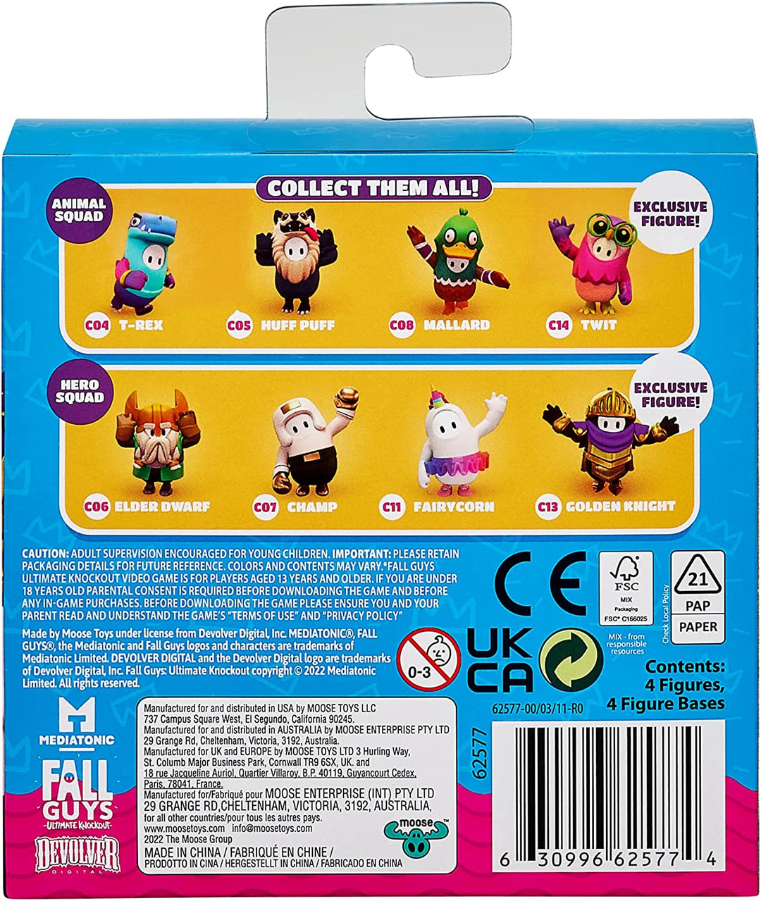 Fall Guys Animal Squad Mini Figures 4 Pack