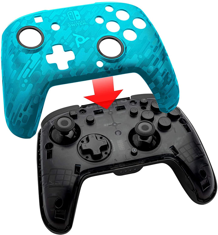 Pdp Controller Faceoff Deluxe+ Audio Draadloze Schakelaar Camo Blauw