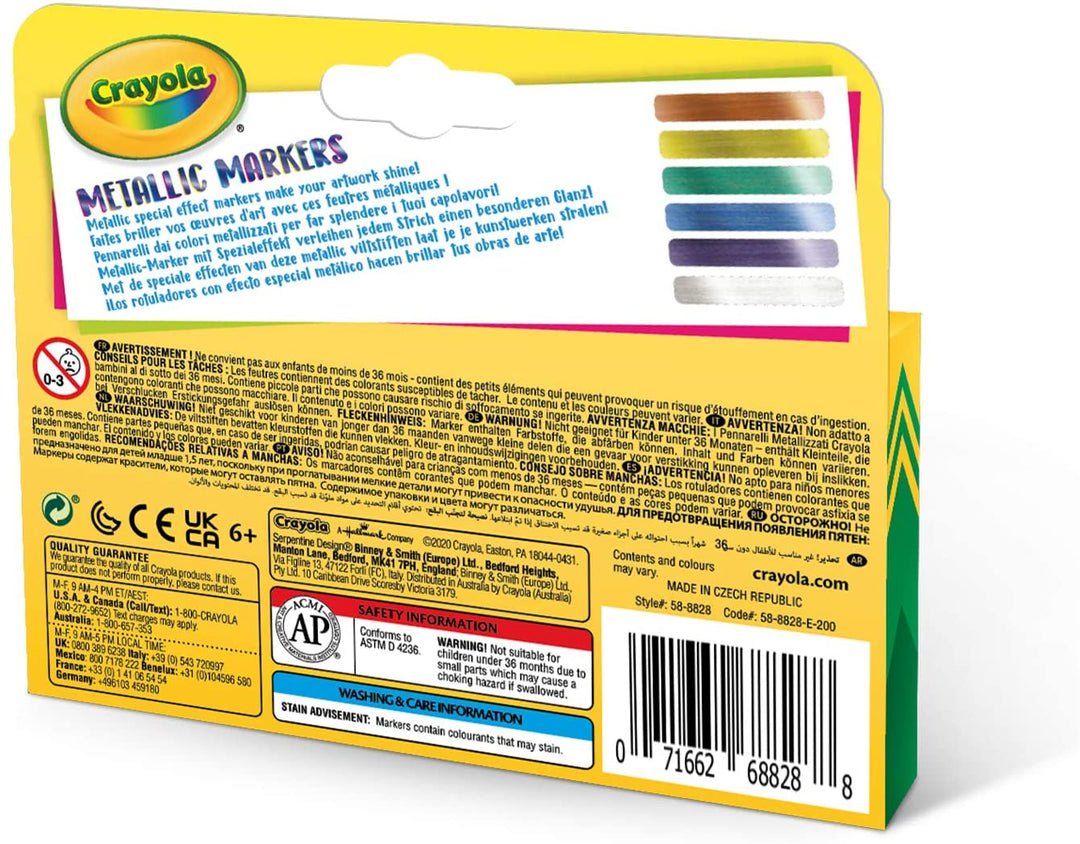 CRAYOLA 918642.012 6CT Metallic Markers, 6 Count (Pack of 1)