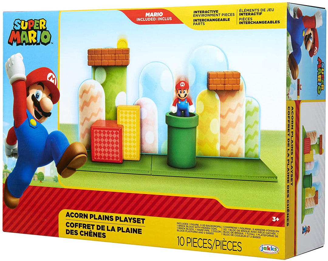 Super Mario 85991-4L-PKR1 Acorn Plains 2.5” Figure Playset with Feature Accessories