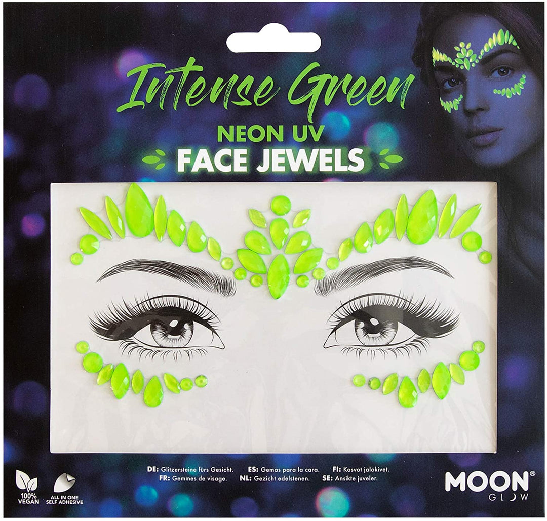 Neon UV-gezichtsjuwelen door Moon Glow - Festival Face Body Gems, Crystal make-up Eye Glitter Stickers, tijdelijke tattoo-juwelen