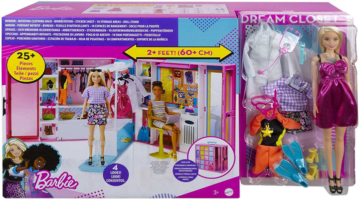 Barbie Dream Closet & Blonde Barbie Doll - Expanding Closet with Rotating Clothe