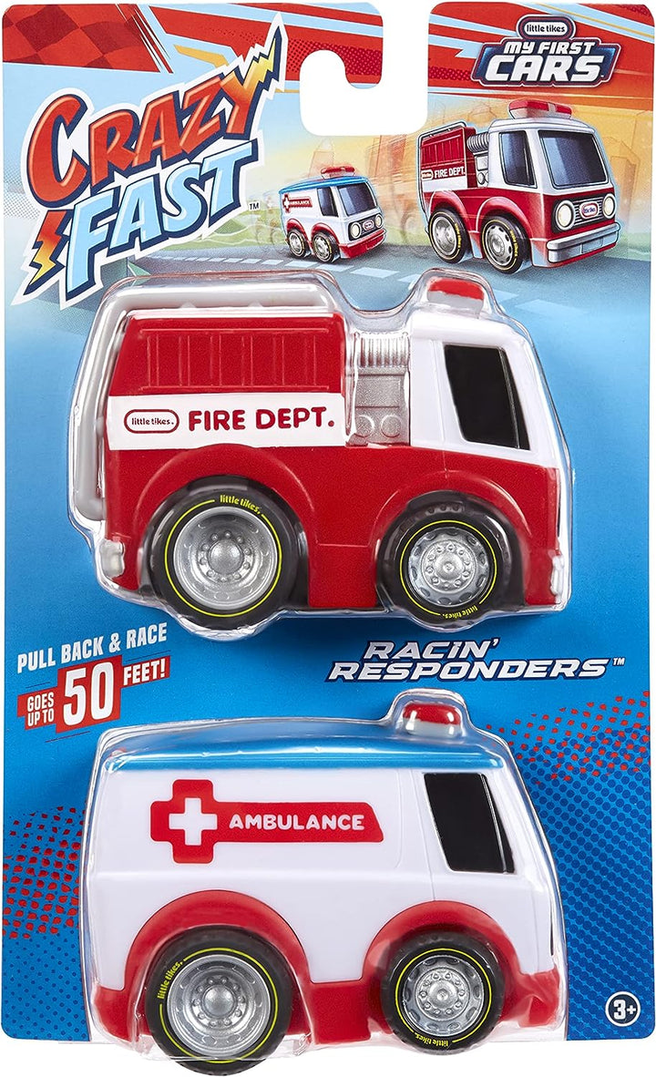 Little Tikes My First Cars Crazy Fast Cars - RACIN' RESPONDERS 2-PACK - Emergency Themed Pullback Toy Vehicles