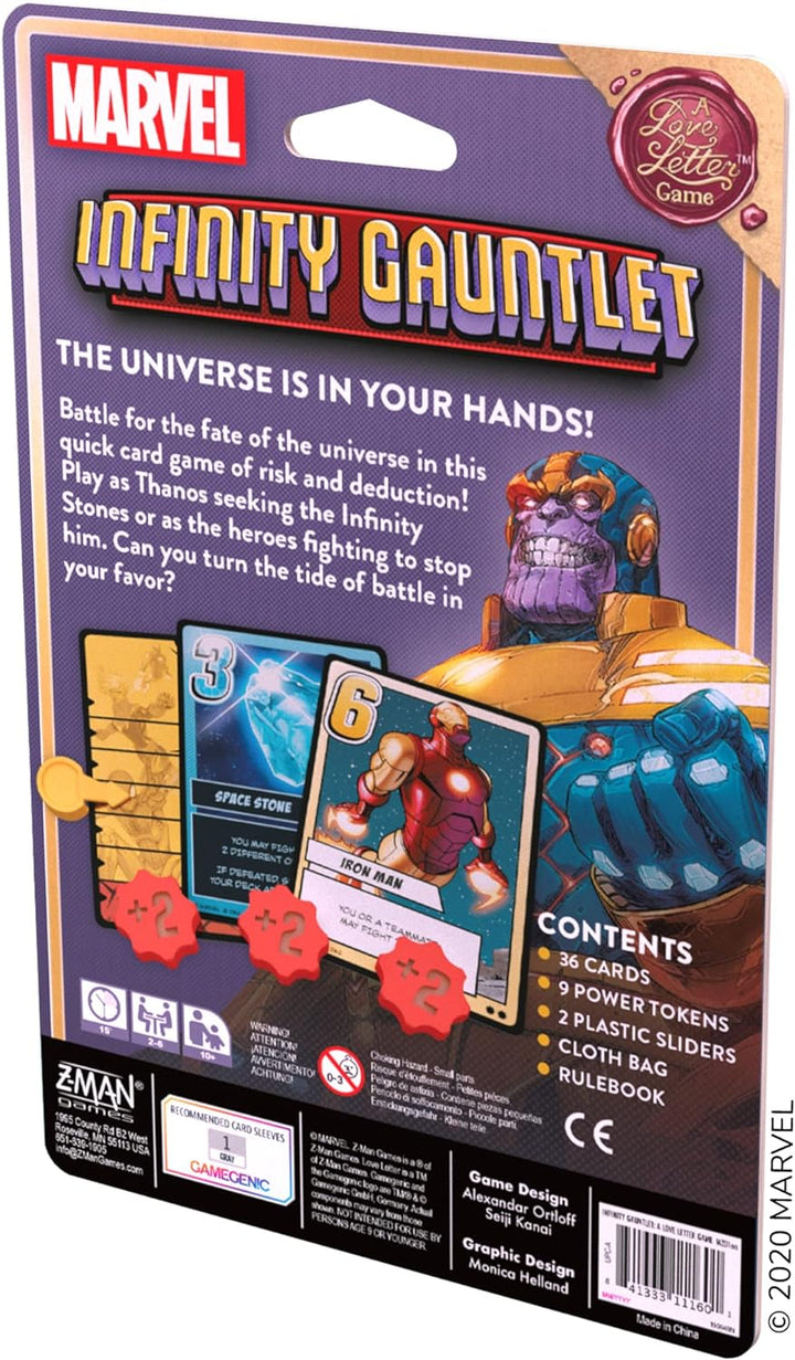 Z Man Games ZMGMZ01 Marvel Infinity Gauntlet: A Love Letter Game, Mixed Colours