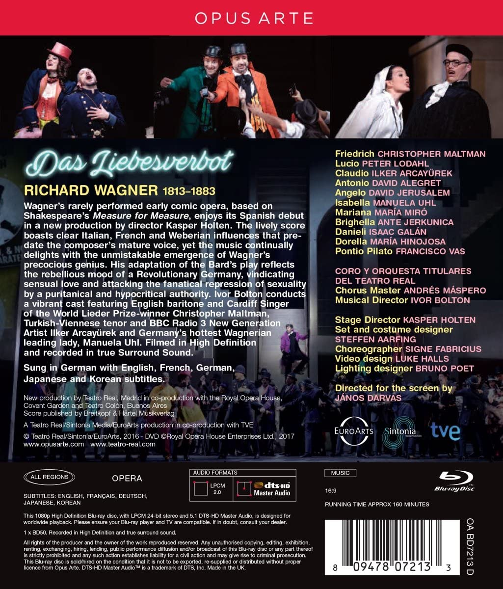 Wagner:Das Liebesverbot [Opus Arte: OABD721 [2017] [BLu-ray]