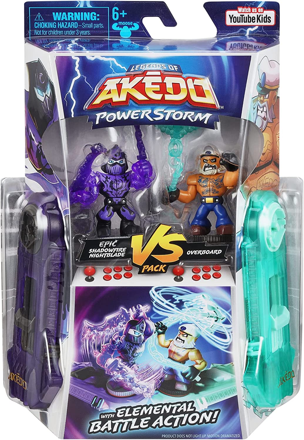 Legends of Akedo: Powerstorm Versus Pack - Epic Shadowfire Nightblade Vs Overboard Warrior Figures