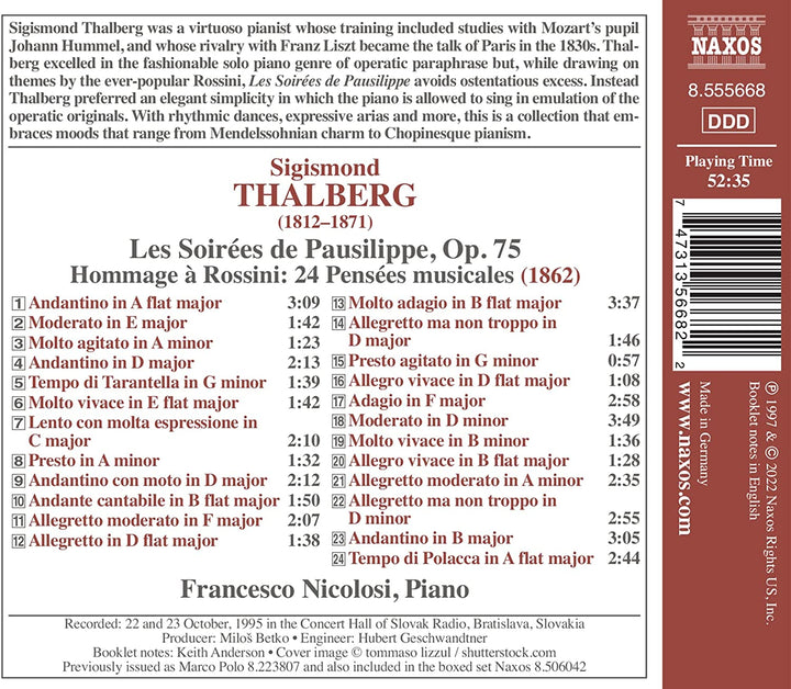 Thalberg: Les Soirées de Pausilippe [Francesco Nicolosi] [Naxos: 8555668] [Audio CD]