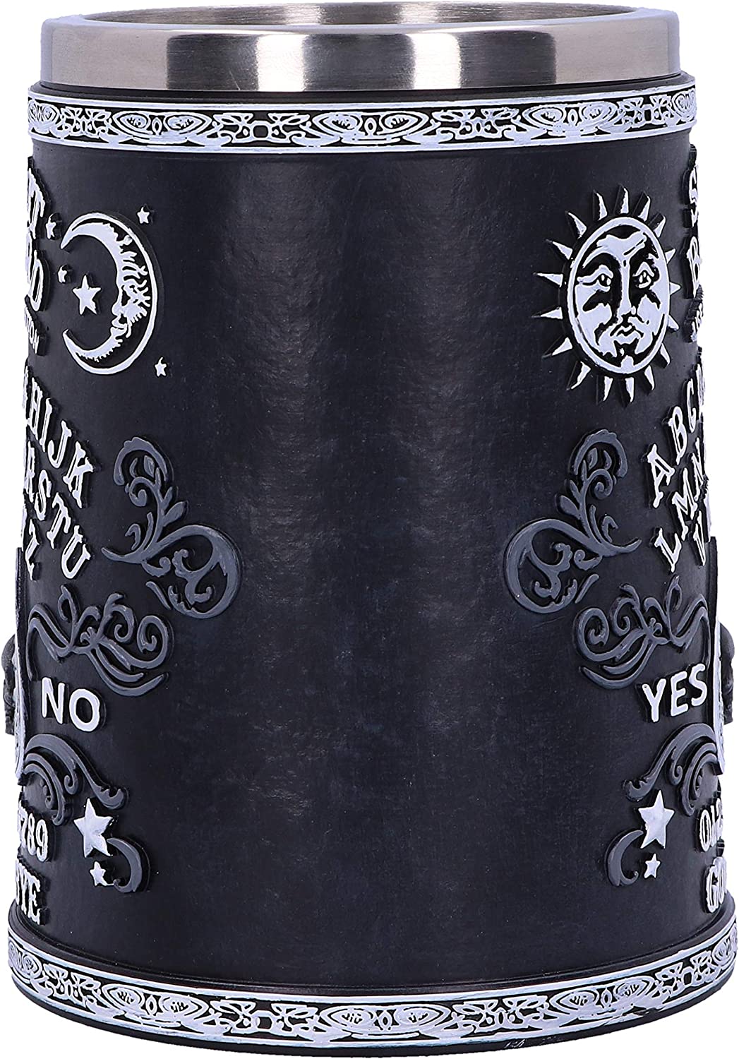 Nemesis Now Black and White Spirit Board Tankard Mug, Resin w/stainless steel insert, 14.5cm