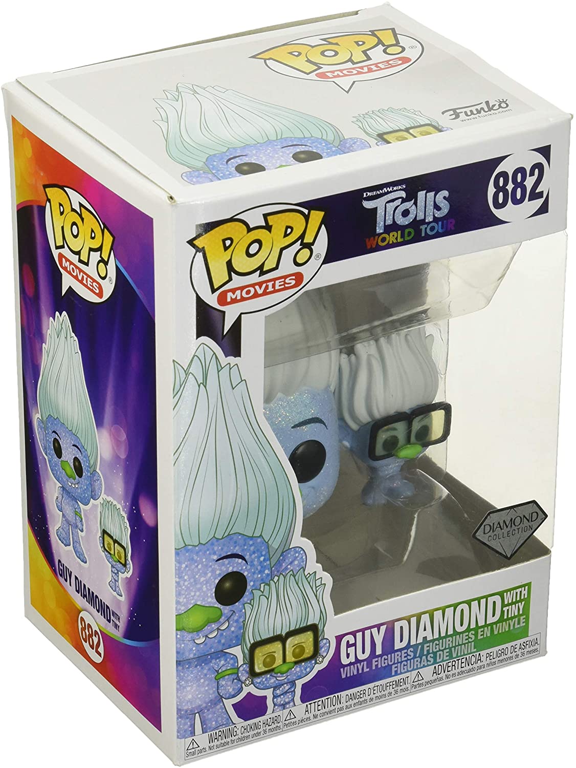 Trolls World Tour Guy Diamond con Tiny Funko 47004 Pop. Vinilo n. ° 882