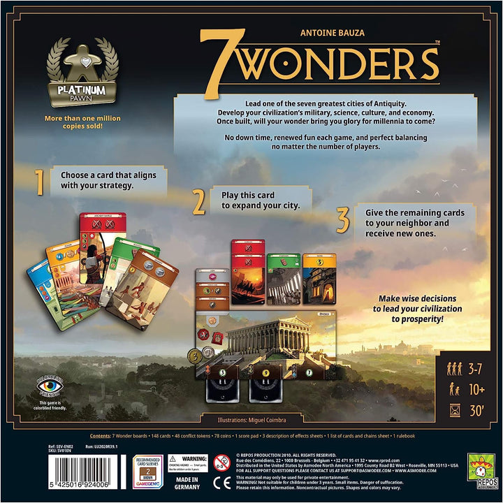 7 Wonders 2nd Edition Board Game - Strategic Civilization Building for Ages 10+ (SV01EN)