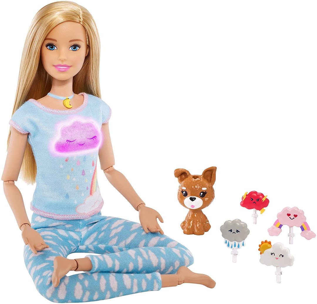 Muñeca Barbie Breathe with Me, rubia, con 5 luces y ejercicios de meditación guiados