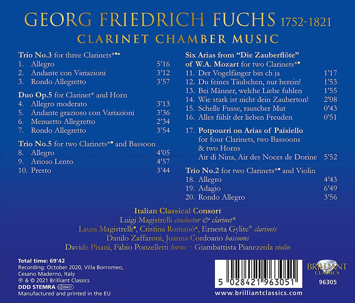 Luigi Magistrelli - Fuchs: Clarinet Chamber Music [Audio CD]