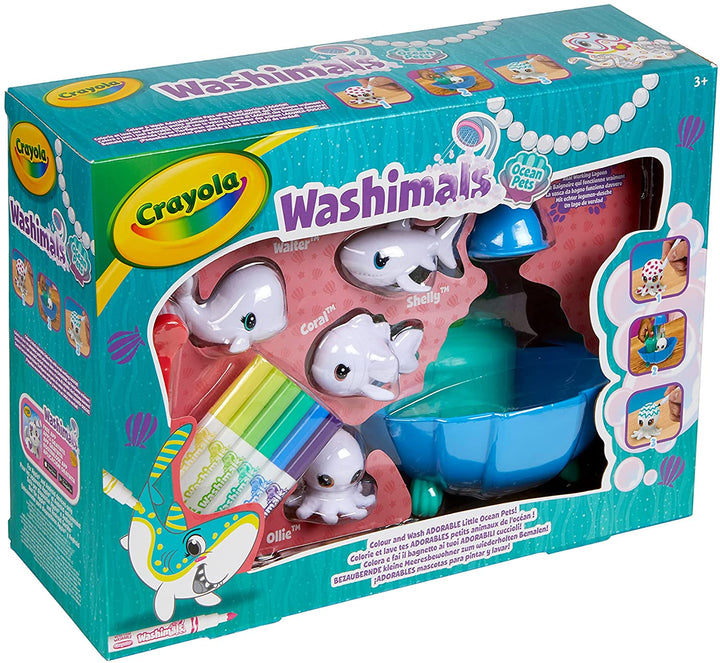 CRAYOLA 919750.004 Washimals Ocean Pets Lagoon Playset 4s, Mixed Colours & 93020