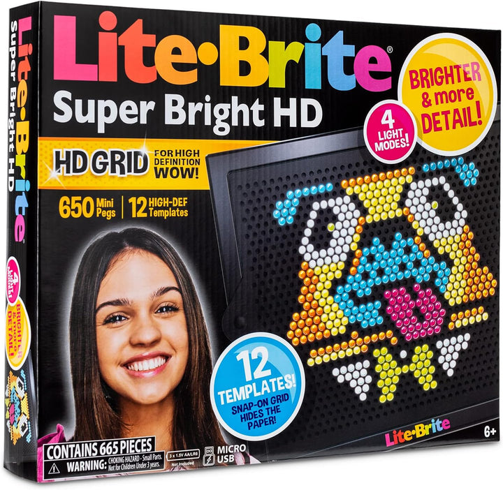 Lite Brite Super Brite HD - Brightest Light-Up Art Board with 650 Pegs (02323)