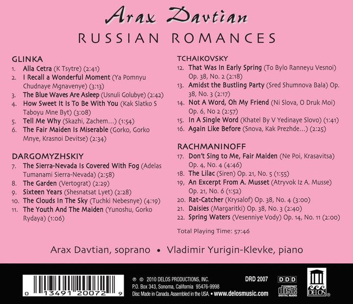 Davtian - Arax Davtian: Russian Romances [Audio CD]