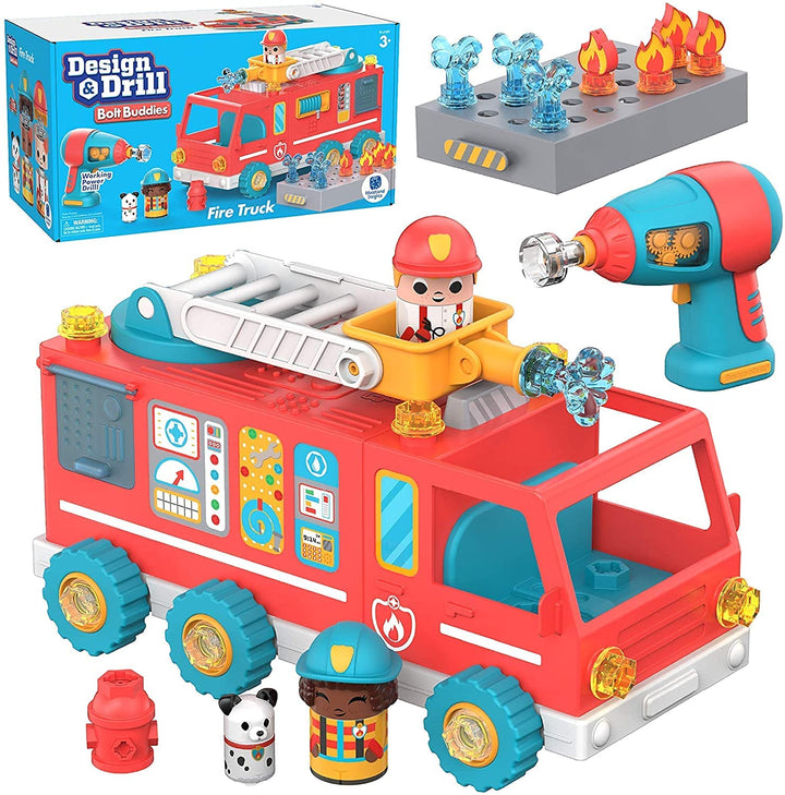 Learning Resources Design & Drill Bolt Buddies Fire Truck, Fine Motor Skills Con