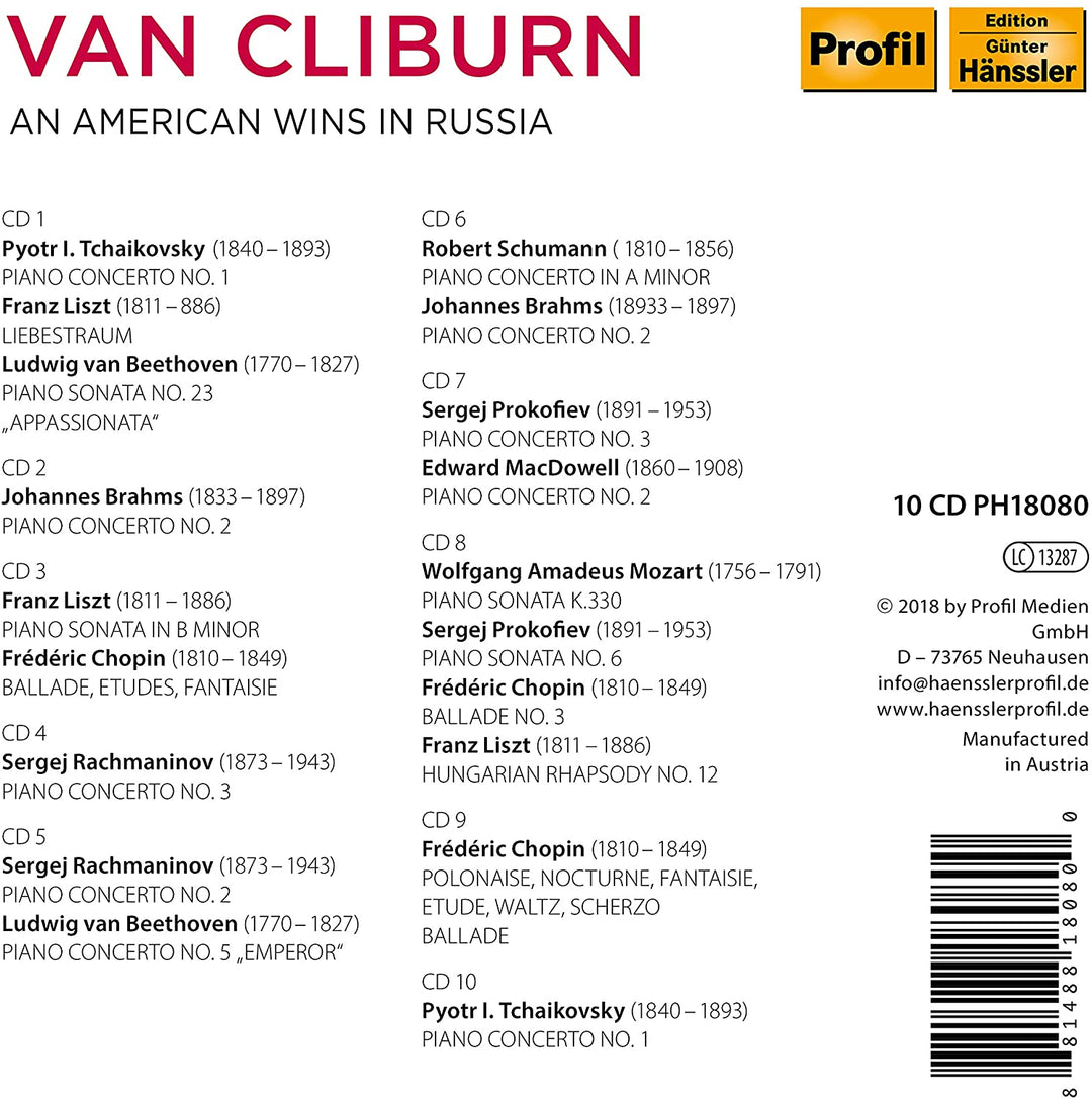 Van Cliburn: An American Wins In Russia [Van Cliburn; Moscow Philharmonic Orchstra; Chicago Symphony Orchestra] [Profil: PH18080] [Audio CD]