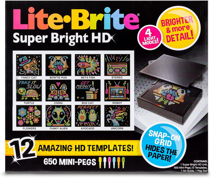 Lite Brite Super Brite HD - Brightest Light-Up Art Board with 650 Pegs (02323)