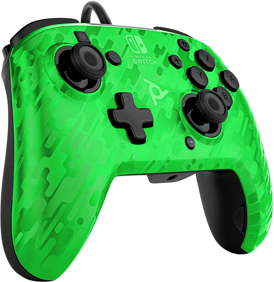 Pdp Controller Faceoff Deluxe + Audio Bedrade Schakelaar Camo Groen