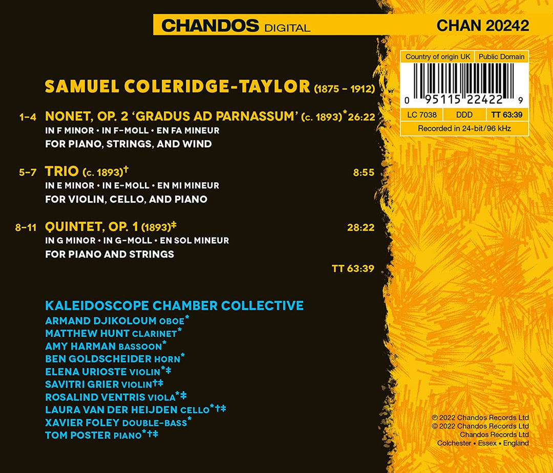 Coleridge-Taylor: Nonet [Kaleidoscope Chamber Collective] [Chandos: CHAN 20242] [Audio CD]