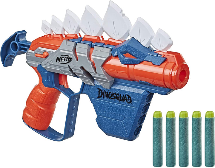 Nerf DinoSquad Stegosmash Dart Blaster 4 Dardos de almacenamiento 5 Dardos oficiales Nerf