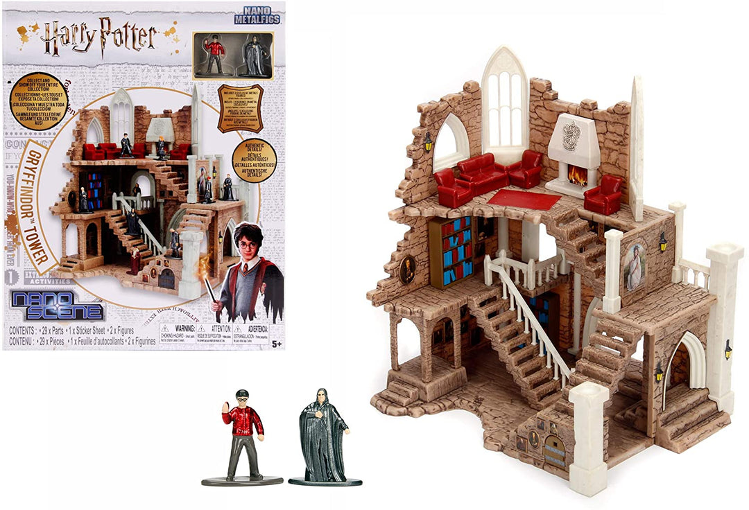 Jada - Harry Potter - 253185001 - Gryffindor Tower Playset + 2 Metal Figurines, 4 cm