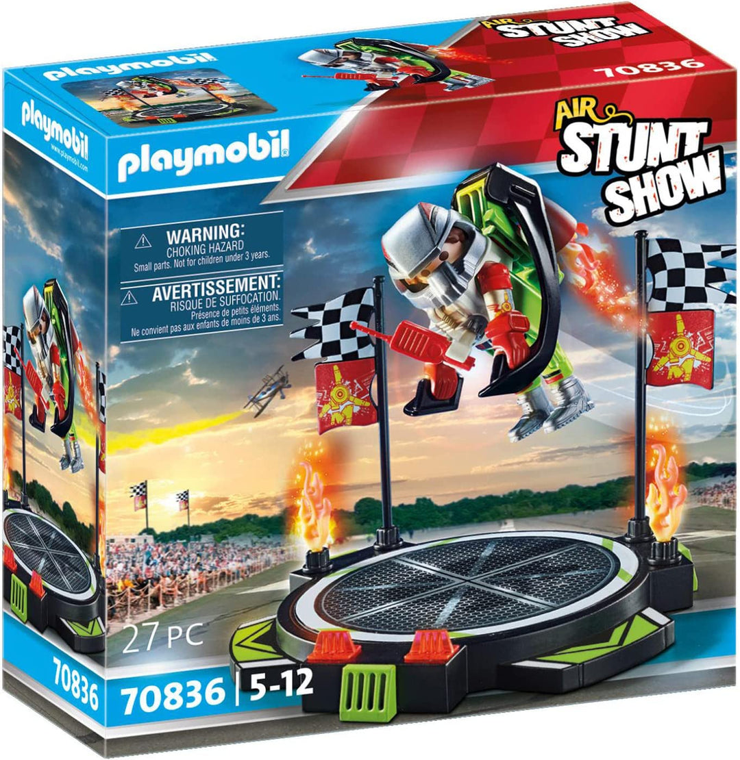 PLAYMOBIL Air Stunt Show 70836 Stuntman with Jet Pack, Includes Launch Platform,