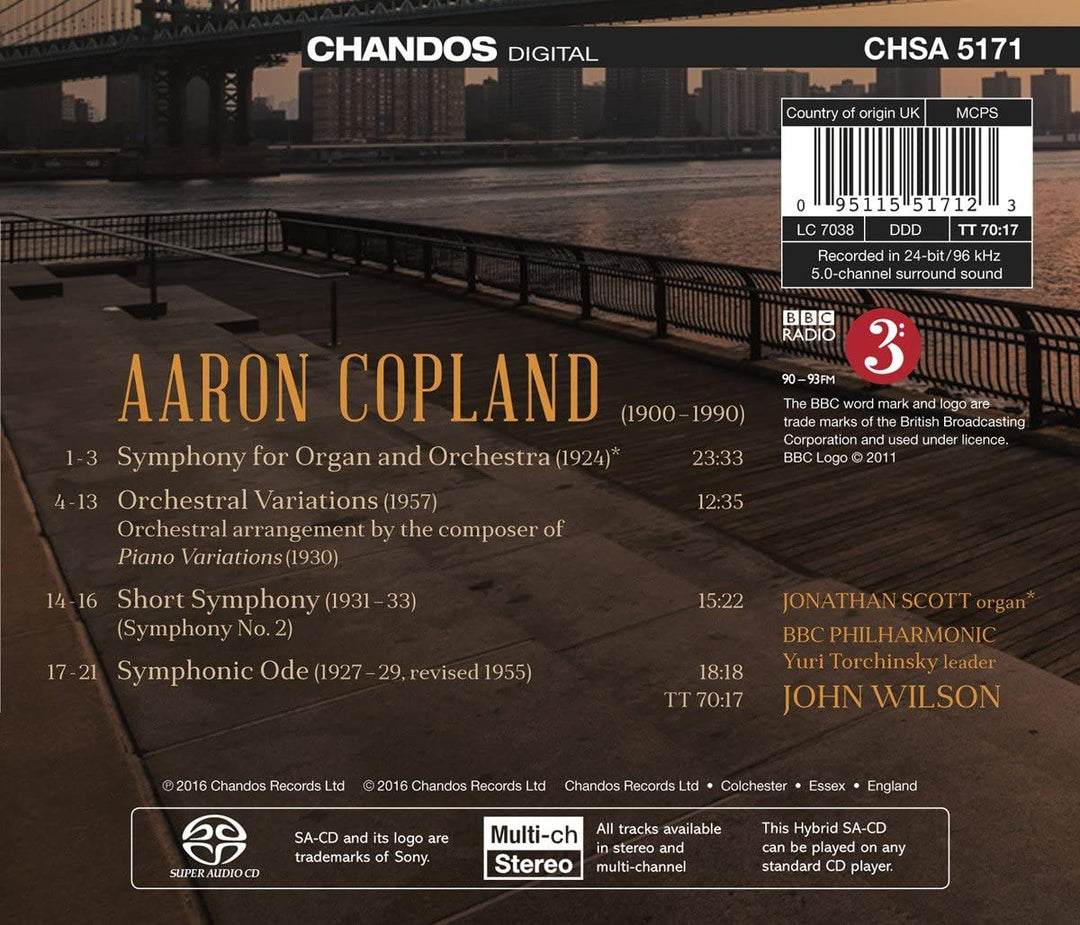 Copland:Orchestral Works 2 [Jonathan Scott; BBC Philharmonic,John Wilson] [CHANDOS: CHSA 5171] [Audio CD]