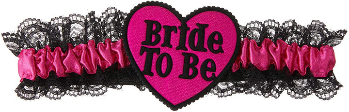 Smiffys Bride To Be Kousenband met Kant - Zwart/Roze