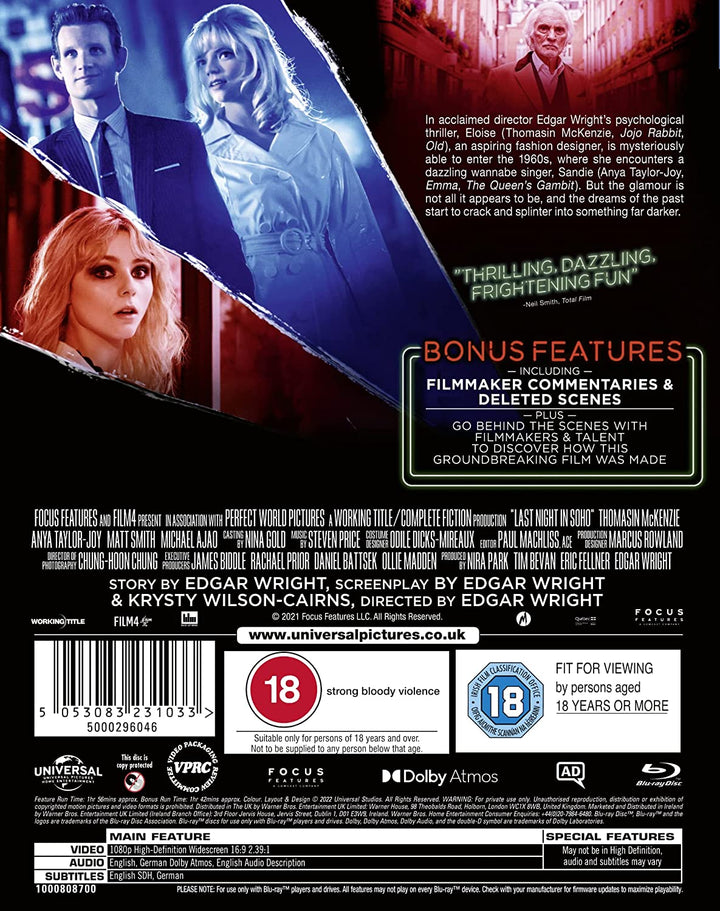 Last Night In Soho  [2021] [Region Free] - Horror/Drama [Blu-ray]