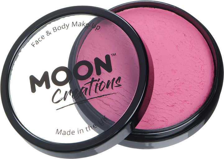 Pro Face & Body Paint Cake Pots by Moon Creations - Bright Pink - Professional Water Based Face Paint Makeup for Adults, Kids - 36g