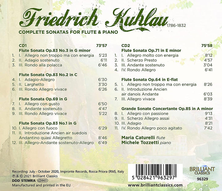 Maria Caturelli - Kuhlau: Complete Sonatas for Flute & Piano [Audio CD]