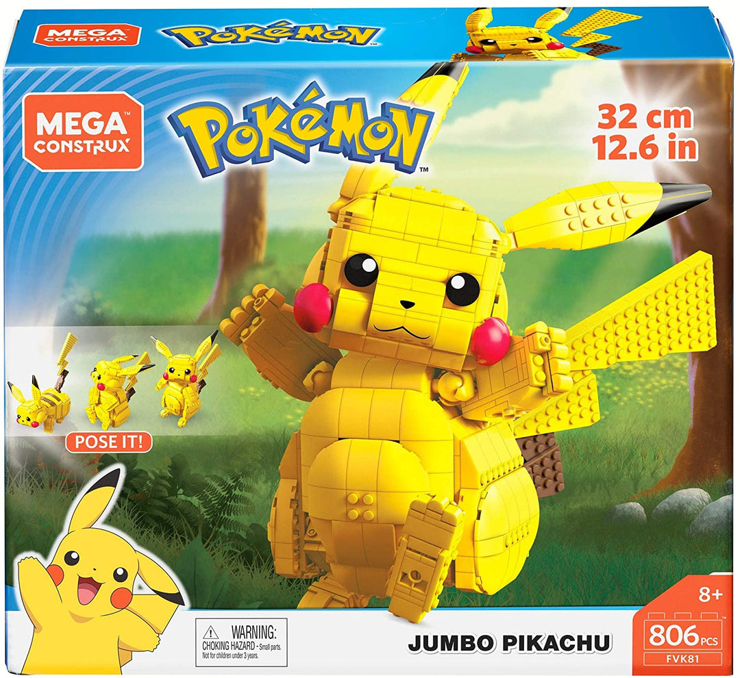 Mega Construx FVK81 Pokemon Jumbo Pikachu, Multi-Colour