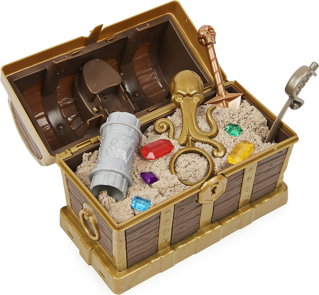 Kinetic Sand, Treasure Hunt Playset with 9 Surprise Reveals, 567g Brown and Rare Shimmer Gold Play Sand