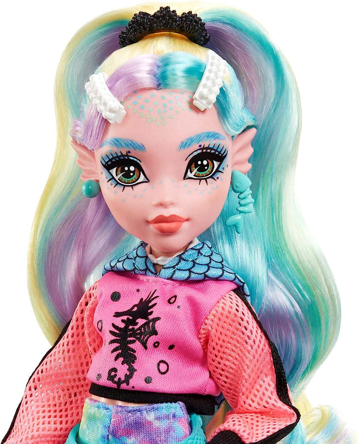 Monster High Doll, Lagoona Blue with Accessories and Pet Piranha, Posable Fashion Doll with Colorful Streaked Hair