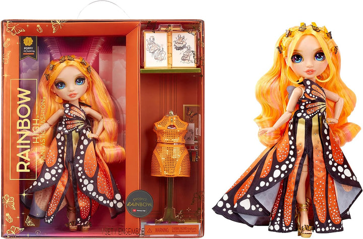 Rainbow High Fantastic Poppy Rowan Orange Doll Fashion Playset