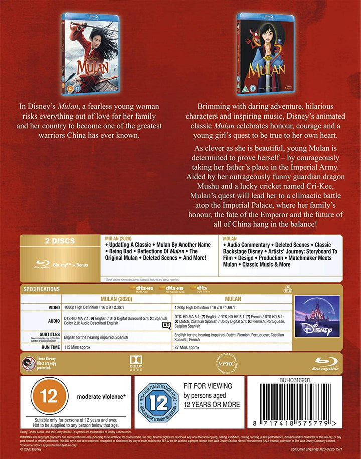 Mulan Live Action/Mulan Animation Double Pack BD - Musical/Family [Blu-ray]