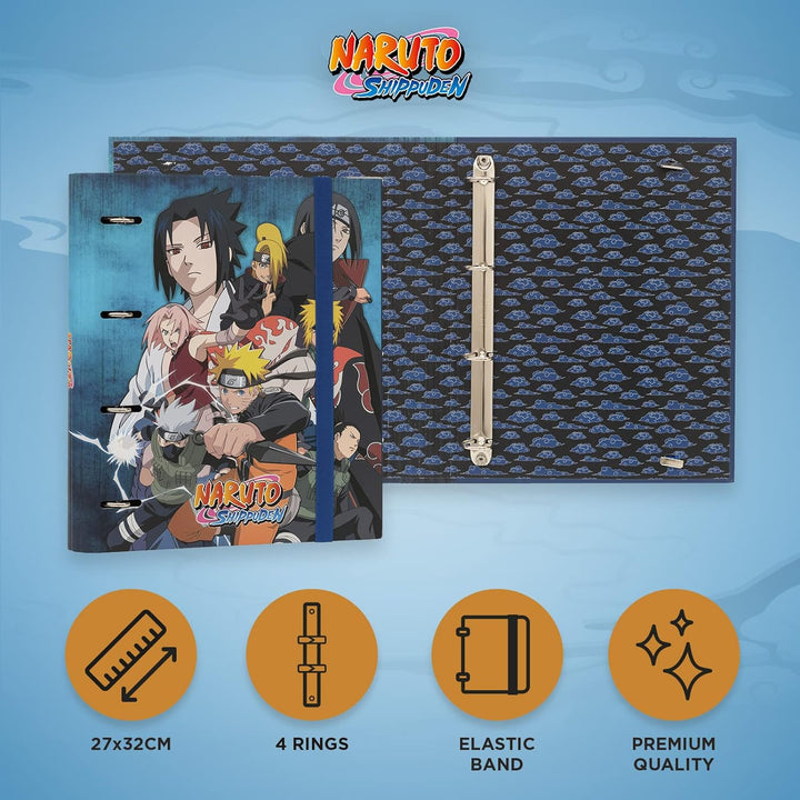 Grupo Erik Naruto 4 Ring Binder - Premium A4 Folders Ring Binder - 4 Ring Binder A4