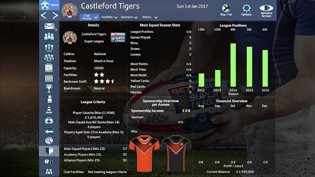 Rugby League Team Manager 2018 (PC DVD/Mac)