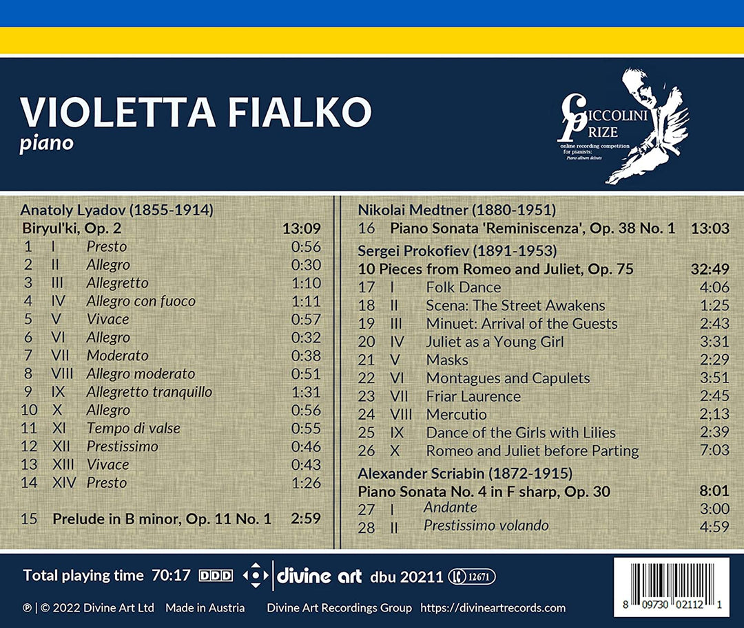 Ciccolini Winner Recital [Violetta Fialko] [Divine Art: DBU 20211] [Audio CD]