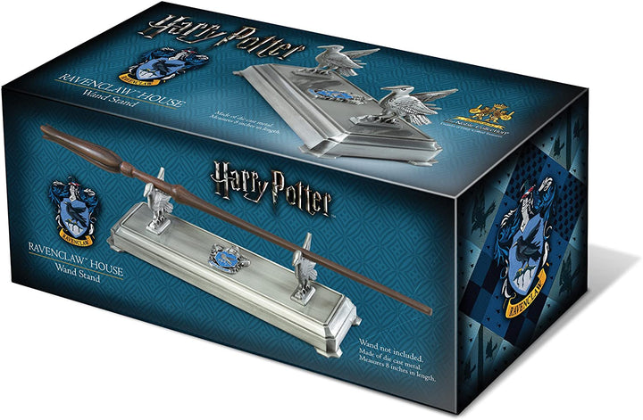 The Noble Collection Harry Potter Ravenclaw Wand Stand - 8in (20cm) Silver-Coloured Individual Wand Stand - Harry Potter Film Set Movie Props Wands - Gifts for Family, Friends & Harry Potter Fans