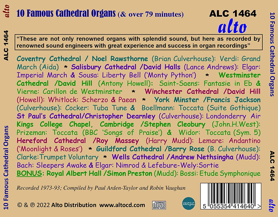 10 FAMOUS CATHEDRAL ORGANS (recorded by legendary Sound engineers) [Audio CD]