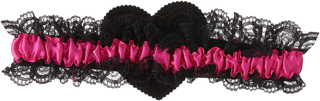 Smiffys Liga de Novia con Encaje - Negro/Rosa