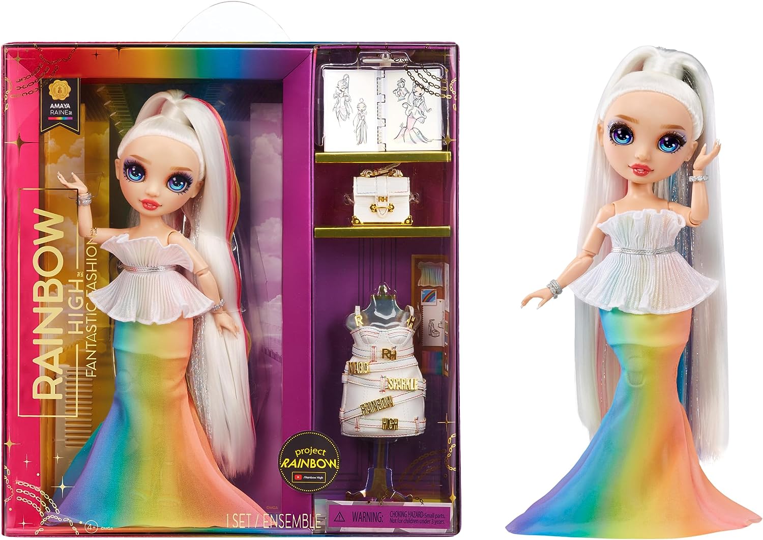 Rainbow High Fantastic Amaya Raine Rainbow Doll Fashion Playset - Collectible Doll with 2 Outfits & Accessories 1