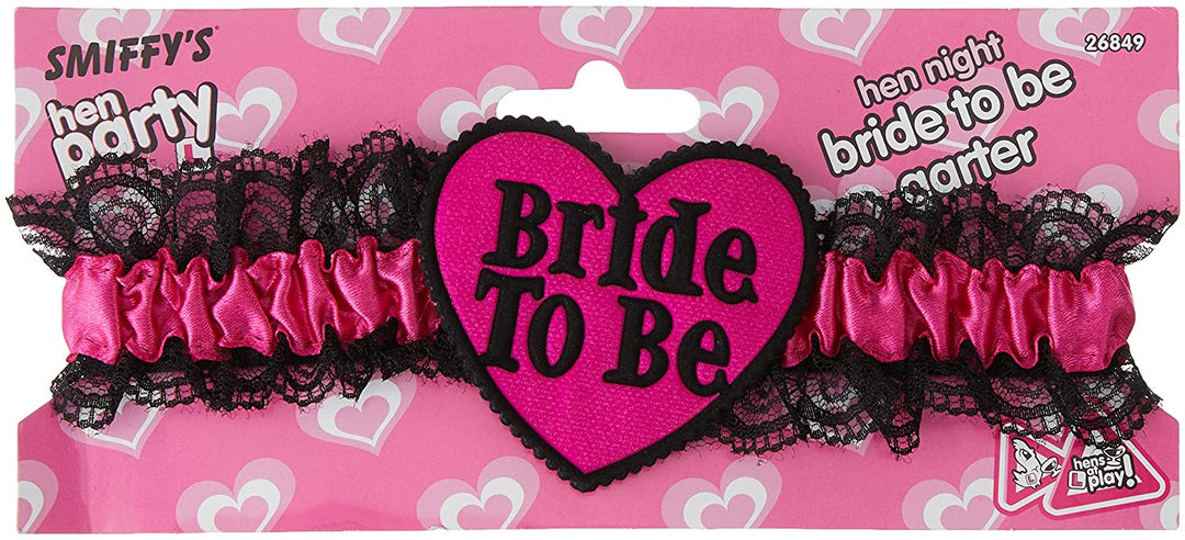 Smiffys Bride To Be Kousenband met Kant - Zwart/Roze