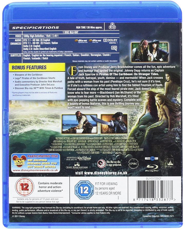 Pirates des Caraïbes : Sur Stranger Tides [Blu-ray] [2017] [Région gratuite]